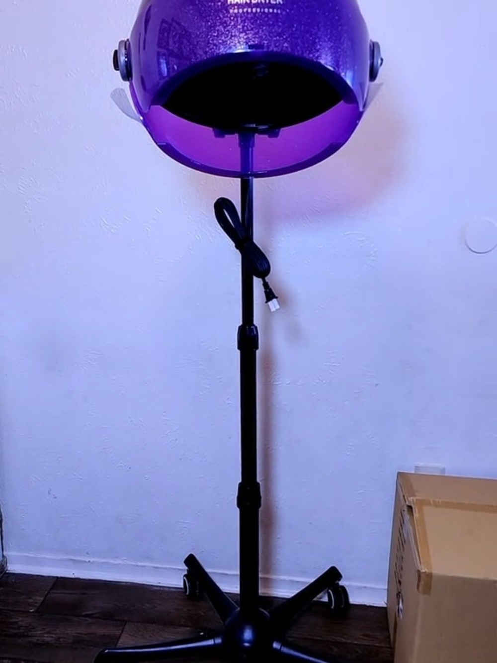 Purple Salon Hood Hair Dryer on Rolling Stand
